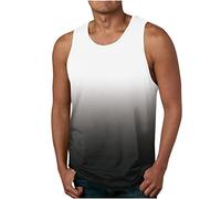 Tank Tops Men Clearance,Men Gradient Color Round Neck Cotton Sleeveless Oversized T-Shirt Summer Hawaiian Printed Vest Holiday Vacation Beach Tank Top Gym Fitness Workout Sports Vests UK Size M-6XL