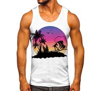 Tank Tops Vests for Men UK Beach Hawaiian Casual Palm Tree Print Sleeveless Crewneck Tshirts Tops Summer Vintage Classic Workout Vest Blouses Vest Tops,A83 White,S