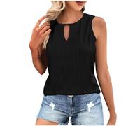 Tank Tops Women Summer Vest Tops Elegant Work Vest Sexy Hollow Out Sleeveless T Shirts Round Neck Tank Cami Casual Basic Camisole Shirt Going Out Party Clubbing Sale Clearance, UK Size 8-16 Black