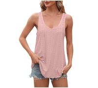 Tank Tops Women UK Sale Clearance,Ladies Summer Tops Elegant Going Out Hollow Out Scoop Neckline Camisoles Casual Loose Fit Sleeveless Tshirt Work Blouses Tees Swing Flowy Cami Vest Tops