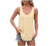 Tank Tops Women UK Spring Deals,Ladies Summer Tops Elegant Going Out Hollow Out Scoop Neckline Camisoles Casual Loose Fit Sleeveless Tshirt Work Blouses Tees Swing Flowy Cami Vest Tops