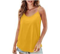 Tank Tops Women UK Women's Solid Color Loose Basic Camisole Spaghetti Straps Slim Fit Cotton Adjustable Spaghetti Straps Tank Top for Everyday Casual Wear Top
