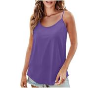 Tank Tops Women UK Women's Solid Color Loose Basic Camisole Spaghetti Straps Slim Fit Cotton Adjustable Spaghetti Straps Tank Top for Everyday Casual Wear Top
