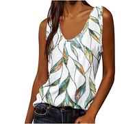 Tank Tops Women V Neck Casual T Shirts Sale Clearance Sleeveless Summer Loose Vests Vintage Floral Print Tunic Top Beach Holiday Blouses Tee Shirt Ladies UK