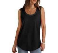 Tank Tops Women Vest Tops Women UK Loose Fit Cotton Sleeveless Round Neck Gym Vest Solid Color Summer Casual Basic Vests Lightweight Sports T-Shirt Plus Size