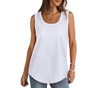 Tank Tops Women Vest Tops Women UK Loose Fit Cotton Sleeveless Round Neck Gym Vest Solid Color Summer Casual Basic Vests Lightweight Sports T-Shirt Plus Size