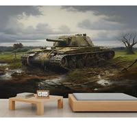 Tank Wall Mural, Abandoned Tanks 3D Wallpaper, Boys' Games Mural for Living Room Bedroom Study TV Background Decor - 280 * 200cm