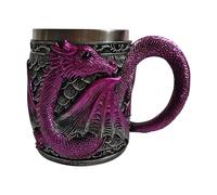 Tankard Mug, 400ml Dragon Drink Cup, Resin Stainless Steel Novelty Vessel with Textured Handle for Themed Party Decoration Study Breaks Morning Ritual Camping Trips Reading Time Use, 6.02x4.53 inches