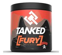 Tanked Fury, Extreme Endurance & Pump Pre-Workout Powder, 40 Servings - Sports Nutrition Energy Drink Supplement - Zero Sugar, Tastes Like Candy - Red Berry, 260g.