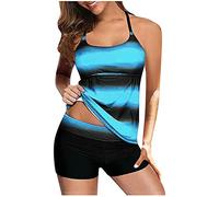 Tankini for Women UK with Boy Shorts Floral Print Tankini Tops High Waist Shorts Two Piece Bathing Suits Plus Size Swimwear for Women Summer Bikini Set Ladies Tankini Swimwear Athletic Swimsuit