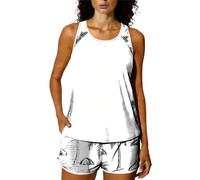 Tankini Sets for Women 2 Piece Swimming Costume Athletic Bathing Suits Hawaiian Tropical Print Modest Swimwear Loose Fit Tank Top with Swim Shorts Padded Sports Swimsuits Ladies Beachwear