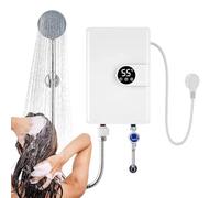 Tankless Electric Shower - 26x5.5x19cm Instant Heater, ABS Stainless Steel Water Heater, LED Touch Control Compact Unit | Efficient Hot Water Solution for Home Bathroom, Kitchen, Pool, Outdoor and Ind