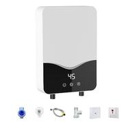 Tankless Electric Water Heaters,5500W Mini Instant Hot Water Heater with LED Display,220V IPX4 Waterproof Fast Heating Water Heater for Bathroom (Type3（Wiring Installation）)