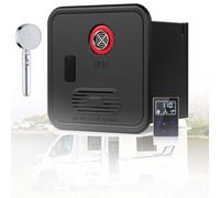 Tankless Rv Water Heater, 55,000 Btu On Demand Propane Water Heater, 3.9 Gpm (14.8 L/Min) Continuous Flow, 12v Dc with Remote, W/16 X 16 Inches Door, for Travel Trailer Camper(Black,with Shower)