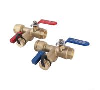Tankless Water Heater Valve Kit 3/4 NPT Brass Isolation | 1/4 turn hot and cold valves, full-port design, quick shut-off, efficient for service and maintenance access