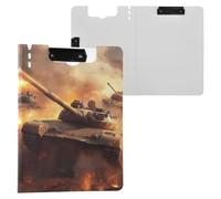 Tanks Battlefield Clipboard a4 Clip Board Foldover Document Folder Files for Paperwork with Clips Lightweight Plastic