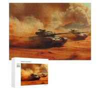 Tanks Engaged in Combat Classic Wooden Jigsaw Puzzle for Adults, 300 PCS