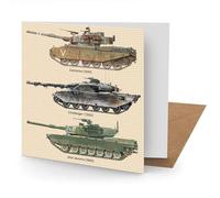 Tanks Greetings Card Suitable for Birthdays, Thank You, Any Occasion, 15 x 15 cms, Multi-Coloured