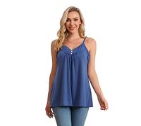 Tanks Tops for Women Petite Sleeveless Tunis Shirts Fit and Flare Pleated Front A Line Swing Going Out Ladies Vest Top Dark Blue Small