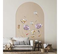 Tanlaby 3D Flower Wall Stickers, Lotus Floral Colorful Blossom and Carp Wall Decals, DIY Vinyl Mural Art for Bedroom Living Room Offices Sofa TV Backdrop Wall Decor