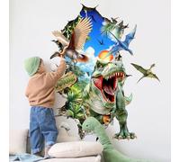 Tanlaby 3D Large Dinosaur Wall Decals Break Through Dinosaur Wall Stickers Jurassic Dino Wall Decal Peel and Stick Wall Art Decals for Boys Room Baby Nursery Kids Bedroom