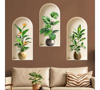 Tanlaby 3D Potted Plants Wall Stickers Green Plants Leaves Wall Decals Peel and Stick Wall Art 3D Sticker for Living Room Bedroom Aisle Entrance Sofa Backdrop Yoga Room Home Decor
