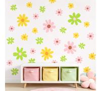 Tanlaby 9 Sheets Daisy Wall Stickers Colorful Flower Floral Wall Decals | Peel and Stick Y2k Art Decor for Girls Room Nursery Toddler Bedroom Living Room Playroom Classroom