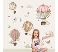 Tanlaby Cartoon Hot Air Balloon Wall Decals Star Cloud Flying Swan Wall Stickers Self-Adhesive Removable Wall Art Decor for Nursery Kids Bedroom Playroom Living Room Wall Decor