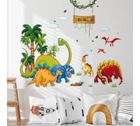 Tanlaby Dinosaur Wall Stickers Cartoon Dino Wall Decal Wild Tree Dino Wall Art Sticker for Boy's Room Kids Baby Nursery Bedroom Playroom Living Room Wall Decor