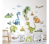 Tanlaby Dinosaur Wall Stickers Watercolor Dino Tropical Leaves Palm Tree Wall Decals Peel and Stick Decor for Baby Nursery Boys Girls Kids Toddler Bedroom Playroom Classroom