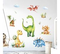 Tanlaby Dinosaur Wall Stickers Watercolor Dino Tropical Leaves Palm Tree Wall Decals Peel and Stick Decor for Baby Nursery Boys Girls Kids Toddler Bedroom Playroom Classroom