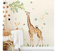 Tanlaby Giraffe Wall Stickers Jungle Animal Wall Decals Leopard Deer Safari Peel and Stick Art Decor for Baby Nursery Kids Bedroom Playroom Daycare Kindergarten