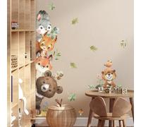 Tanlaby Jungle Animal Wall Stickers, Forest Animals Wall Decals, Rabbit Squirrel Fox Bear Self-Adhesive Removable Wall Art Sticker for Nursery Kids Playroom Wall Decor