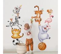 Tanlaby Jungle Animals Wall Stickers Cartoon Animal Circus Wall Decals Hippo Tiger Zebra Safari Art Decor for Baby Nursery Kids Toddler Bedroom Playroom Daycare