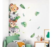 Tanlaby Jungle Animals Wall Stickers Woodland Leopard Deer Zebra Wall Decals Safari Peel and Stick Art Decor for Baby Nursery Kids Bedroom Playroom Daycare Kindergarten