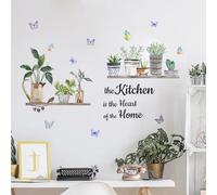 Tanlaby Kitchen Flowers and Plants Wall Stickers - The Heart of The Home Wall Art Decals - Peel and Stick Murals for Dining Room and Restaurant Decor