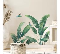 Tanlaby Tropical Palm Leaf Wall Stickers Large Green Leaves Wall Decals