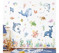 Tanlaby Under The Sea Ocean Wall Stickers Whale Fish Turtle Wall Decals