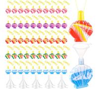Tanlade 100 Pcs Shell Shaped Sand Art Bottle Necklace Kits Plastic Sand Art Bottles Containers with Mini Plastic Funnels for Class Birthday Party Decoration Crafts Supplies