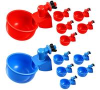 Tanlade 12 Packs Chicken Waterer Chicken Feeder, Automatic Waterer Kit for Poultry Duck Goose Turkey Bunny (Red,Blue)