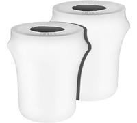 Tanlade 2 Pcs 32 Gallon Stretch Spandex Trash Can Covers Round, White | Outdoor Indoor Fitted Garbage Can Spandex Cover, Waste Container Cover for Home Kitchen Wedding Party, Without Trash Bin