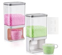 Tanlade 2 Pcs Laundry Detergent Rice Dispenser Organization, Wall Mounted 34 Oz/ 1000 ml Scent Booster Beads Dispenser Beads Rice Cereal Grain Container for Scent Bead Laundry Room Kitchen