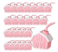 Tanlade 24 Pcs Pink Farmhouse Cup with Lid and Straw, 10 oz Farm Theme Cup for Birthday Party, Barnyard Animals Themed Party, Baby Shower Farm Animals Themed Party Decorations Supplies Favor