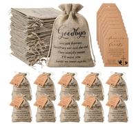 Tanlade 25 Sets Funeral Favors Forever in Our Hearts Seed Packet Organizer Favor Burlap Bag with Prayer Memorial Tags and Twine for Celebration of Life Loss of Loved One, No Seeds (Goodbyes)