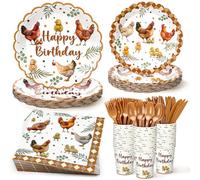 Tanlade 30 Sets Chicken Party Decorations Tableware Disposable Summer Theme Lemon Birthday Party Supplies Paper Plate Napkin Cup Cutlery for Birthday Baby Shower Bridal Shower