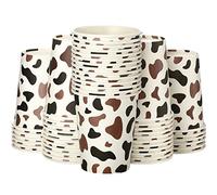 Tanlade 48 Pcs Cow Paper Cups Highland Cow Print Paper Cups 9 oz Disposable Western Cowboy Cups Highland Birthday Decorations for Highland Party Baby Shower