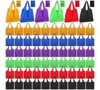Tanlade 60 Pcs Reusable Grocery Bags Foldable Large Shopping Bags Bulk Washable Large Tote Pouch with Handles for Women Market Shopping Storage 15 x 23.6 Inch