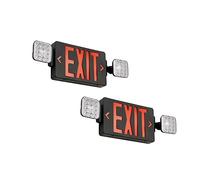 TANLUX Black Exit Sign with Emergency Lights, LED Emergency Exit Light with Battery Backup, UL Listed, AC 120/277V, Commercial Emergency Lights Combo for Business - 2 Pack