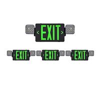TANLUX - Black Housing Exit Sign with Emergency Lights, LED Emergency Exit Light with Battery Backup, UL Listed, AC 120/277V, Commercial Emergency Lights Combo for Business, 4 Pack