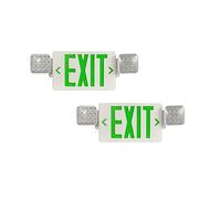 TANLUX Green Exit Sign with Emergency Lights, LED Emergency Exit Light with Battery Backup, UL Listed, AC 120/277V, Commercial Emergency Lights Combo for Business - 2 Pack